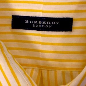 Burberry London Yellow/White Striped Button Front Shirt Size Large or 16.5L